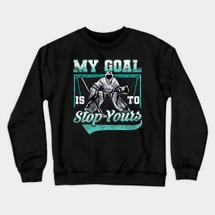 Funny Hockey Defender Denying Goals Crewneck Sweatshirt